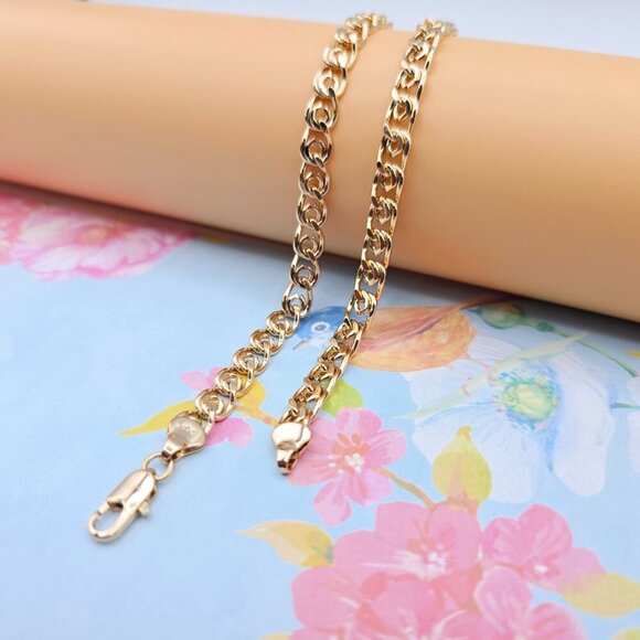 Rose Gold Round Chain Necklace Gold Plated on High Quality Brass, XPNL0073 - Picture 8 of 12